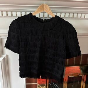 Raey Cropped Black Fringe Women's Top